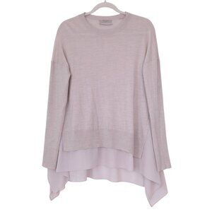 Allsaints Libby Crew Neck merino wool tunic sweater Lagenlook minimalist taupe